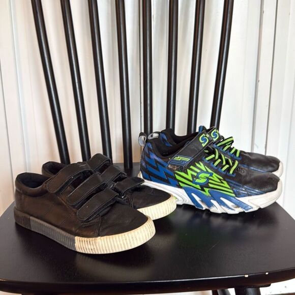 Boys shoe bundle size 1 sketchers light up sneaker Cat & Jack black dress shoe - Picture 2 of 11